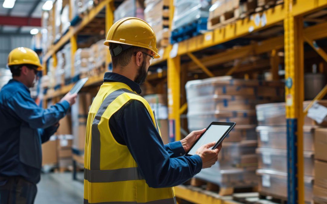 Warehouse worker on a mobile scanner