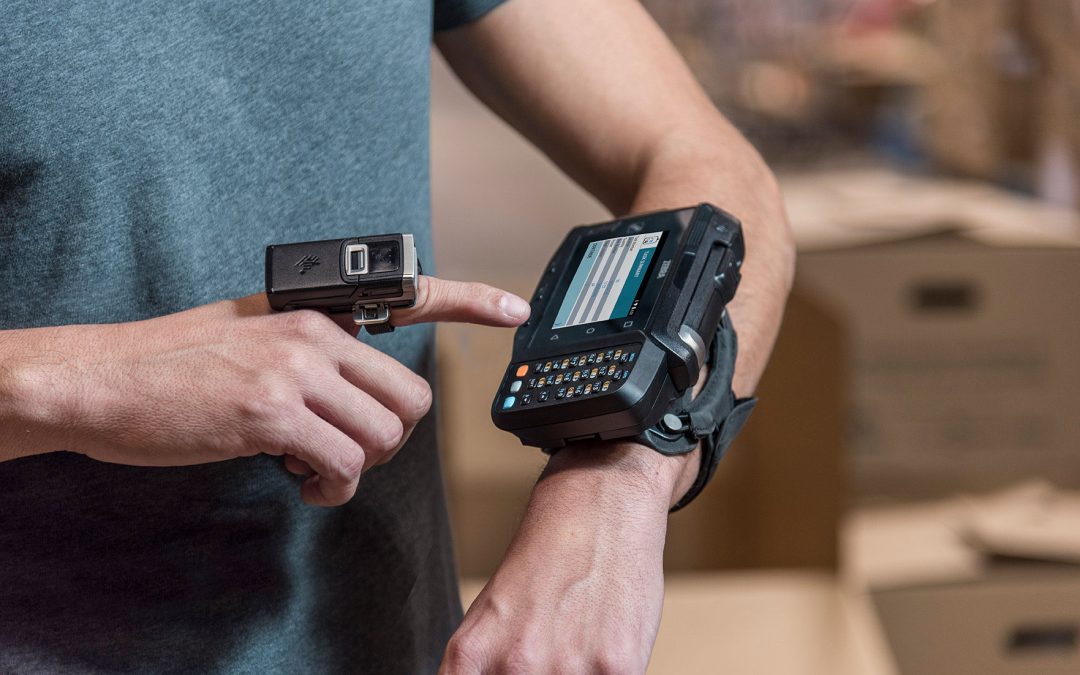 Zebra Handheld device on a warehouse worker