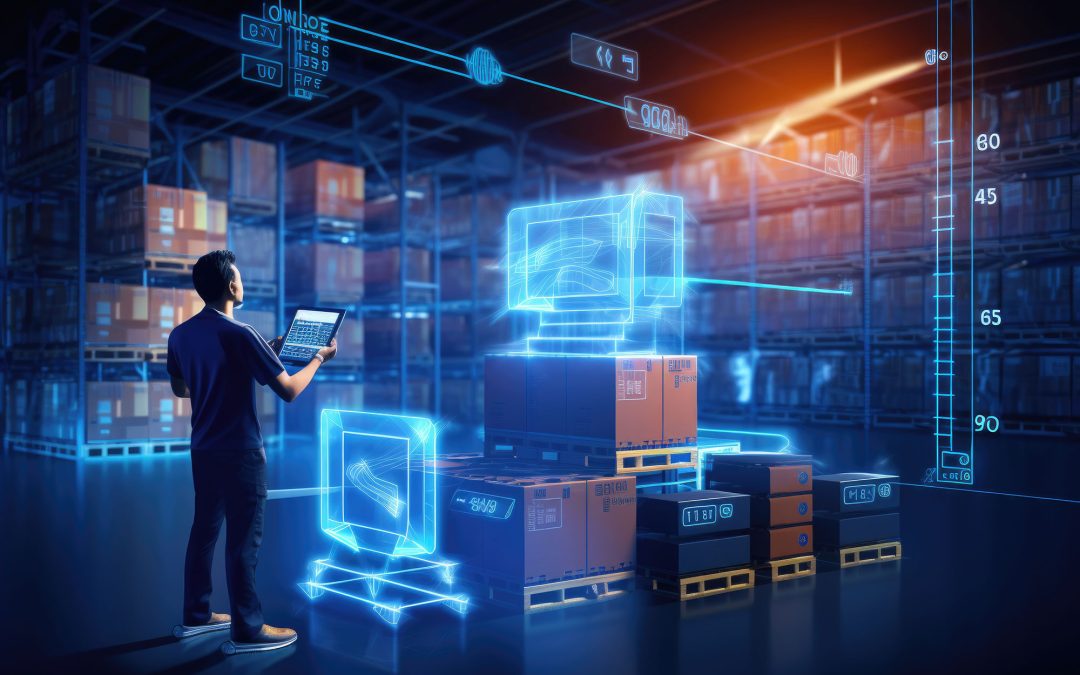 Warehouse Worker in a futuristic warehouse operations
