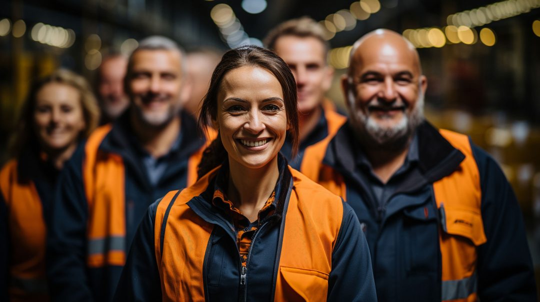 Warehouse Workers Smiling in a Warehouse